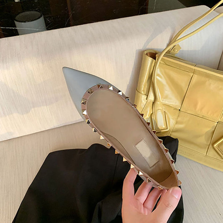 Women Stylish Pointed Toe Flat Shoes with Decorative Studs Lune London