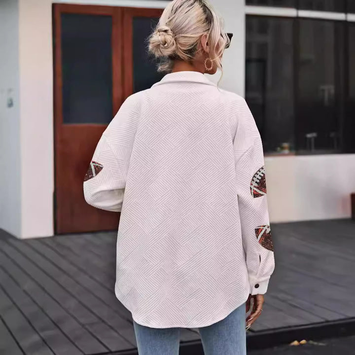 Oversized women's jacket with football design and practical pockets Lune London