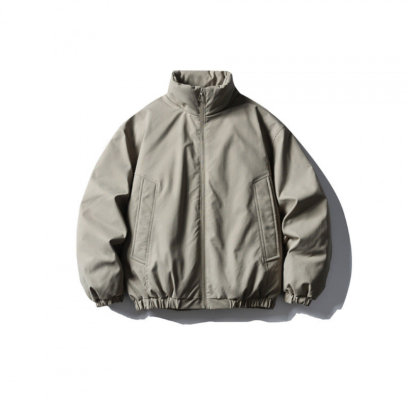 Unisex Boxy short padded transitional jacket with high stand collar and elastic hem Amarae