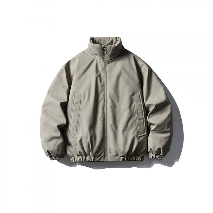 Unisex Boxy short padded transitional jacket with high stand collar and elastic hem Amarae