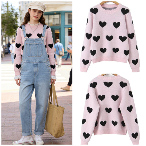 Pull en tricot pour femmes avec motif cœur Chic & Stil