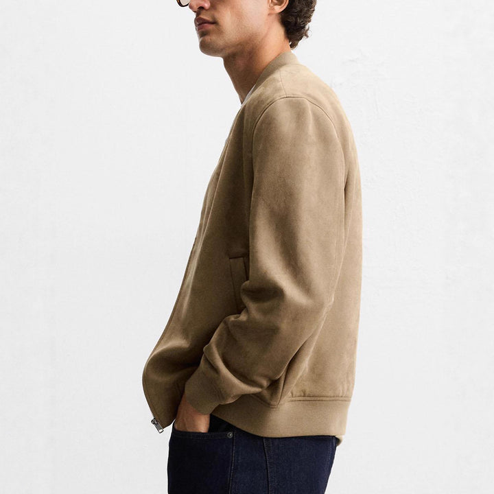 Men's suede bomber jacket with fine structure Amarae