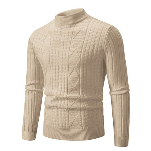 Chunky knit sweater for men with a modern textured pattern and a high collar Amarae