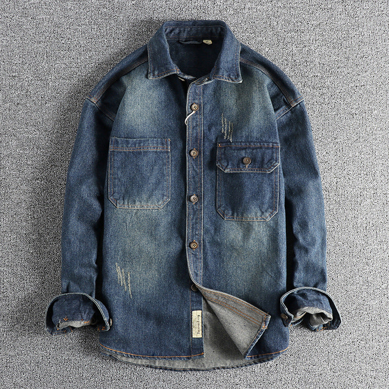 Men's denim shirt with flap pockets and vintage design Lune London