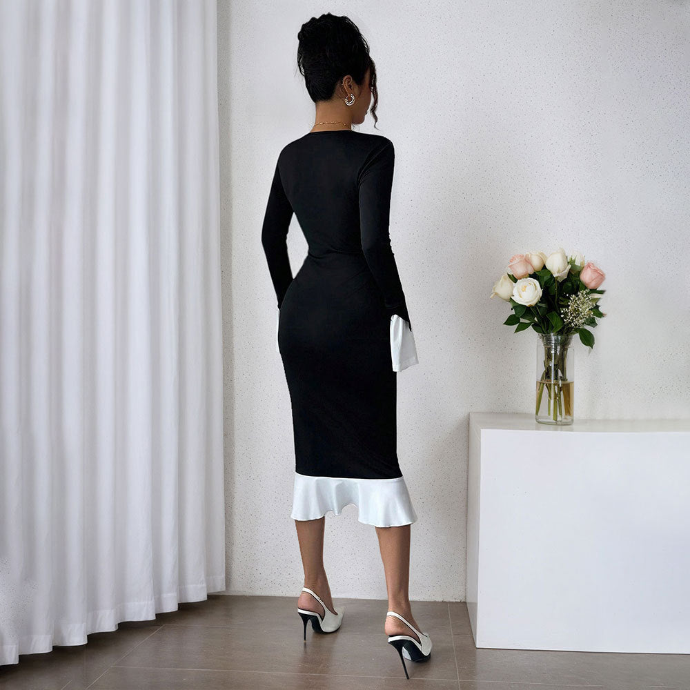 Robe élégante pour femmes avec des détails froncés et des manches larges Chic & Stil