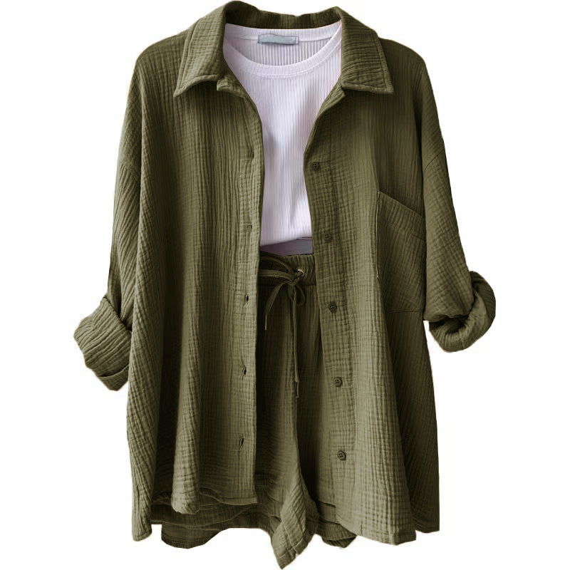 Women Casual Comfort Set Made of Shorts and Oversized Shirt Lune London