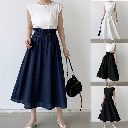 Elegant sleeveless maxi dress for women with adjustable waist tie Amarae