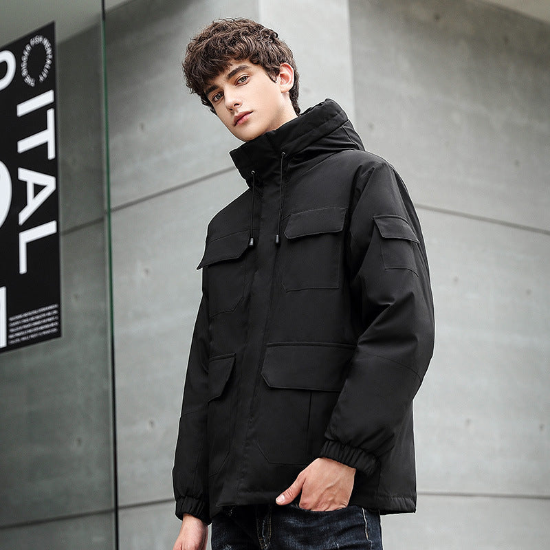 Waterproof utility jacket for men with hood and pockets Lune London