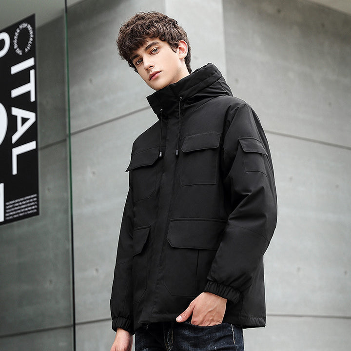 Waterproof utility jacket for men with hood and pockets Lune London