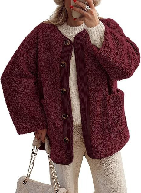 Ladies Cozy Fleece Jacket with Folded Collar Lune London