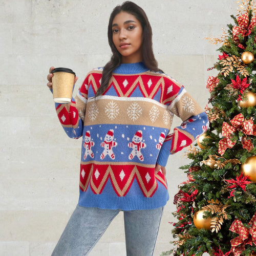 Women’s sweater with festive Christmas pattern and relaxed fit Amarae