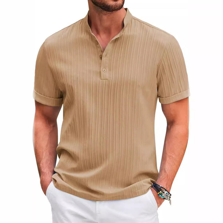 Men's Short Sleeve Henley T-Shirt with Textured Design Lune London