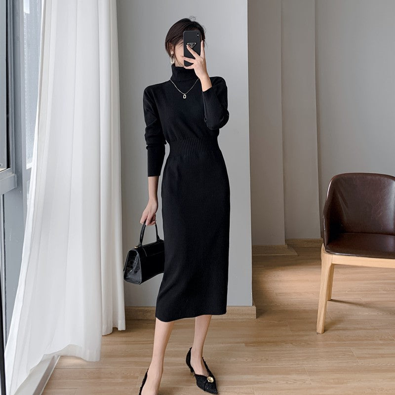 Robe tricotée pour femmes avec col montant et silhouette ajustée Chic & Stil