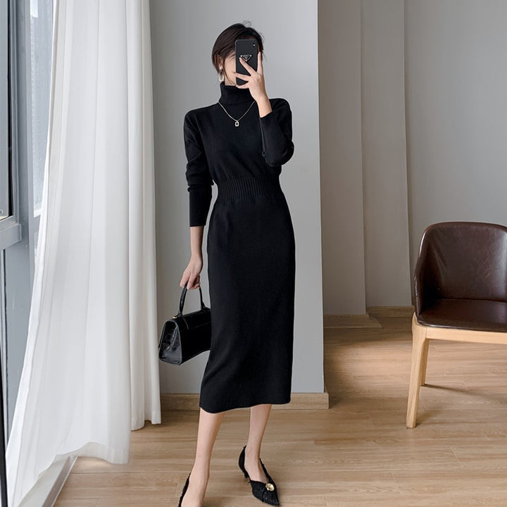 Robe tricotée pour femmes avec col montant et silhouette ajustée Chic & Stil