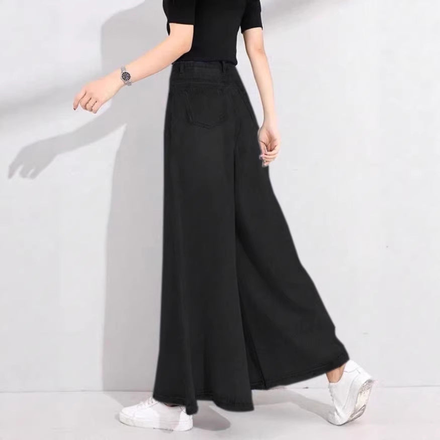 Women's High-Waisted Palazzo Jeans with Extra Wide Leg and Flowing Denim Amarae
