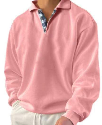 Long sleeve polo shirt for men with an elegant V neck and stylish contrasting details Lune London