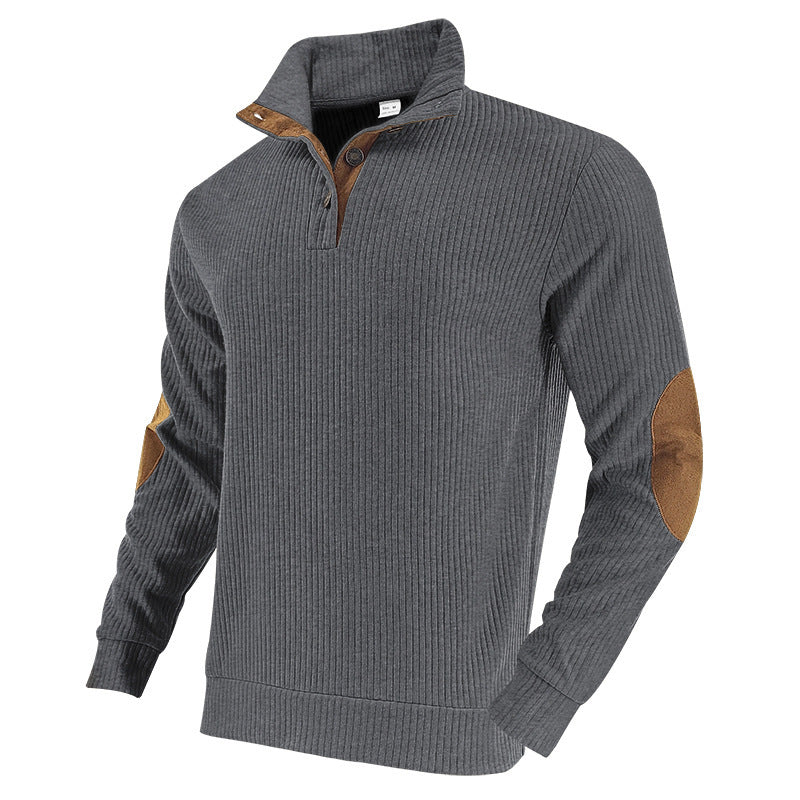 Casual knitted sweater for men with a fashionable collar and elbow patches Lune London