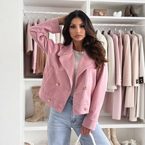 Casual style biker jacket for women with snap button closure and practical pockets Amarae
