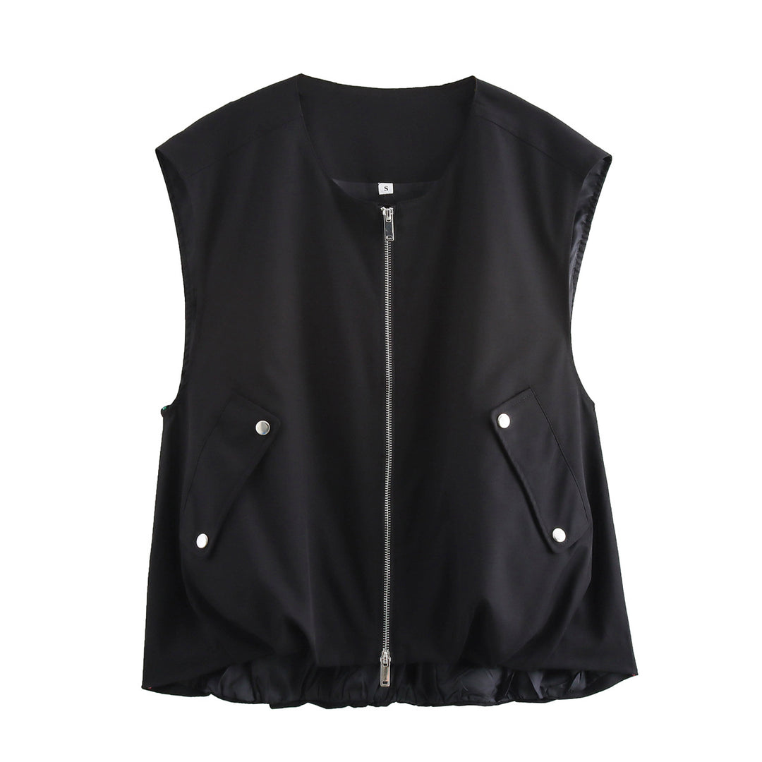 Ladies quilted vest with practical pockets and elastic waist Lune London