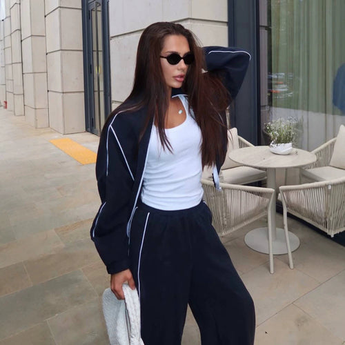 Women's two-piece sporty leisure set with zip bomber jacket and wide jogger Amarae