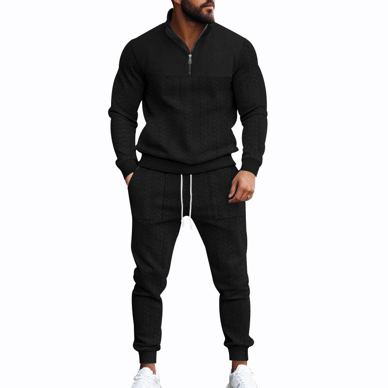 Men's sporty knit set with modern high collar and zipper Lune London
