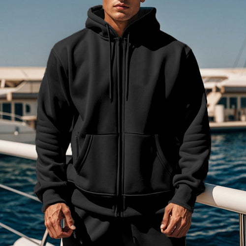 Men's sporty hoodie with innovative zip closure and practical side pockets Amarae