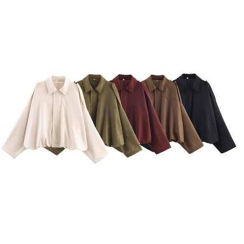 Casual cropped bomber jacket for women with a modern high collar and elegant shoulder details Amarae