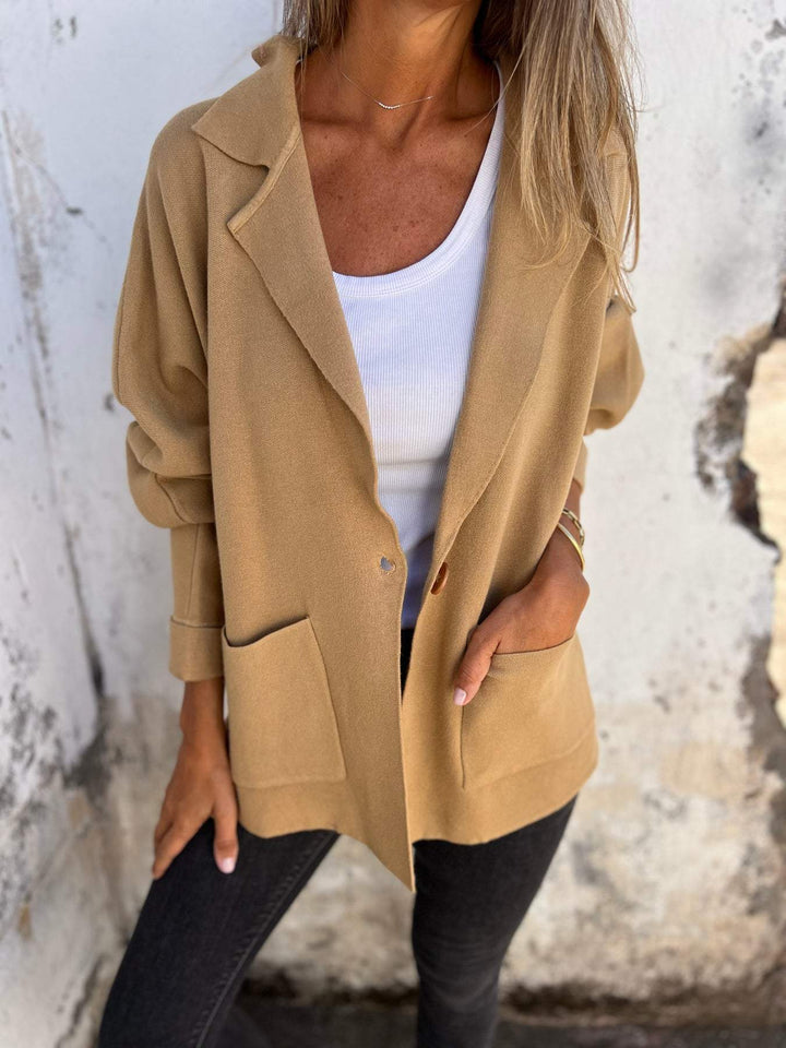 Women Casual Oversized Blazer with Practical Pockets and Button Closure Lune London