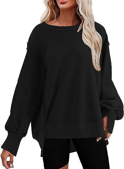 Ladies casual sweatshirt with puff sleeves and side slits Lune London