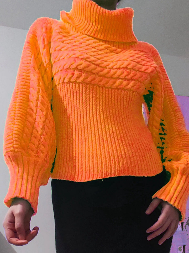 Pull en maille pour femme avec col roulé et design texturé Chic & Stil