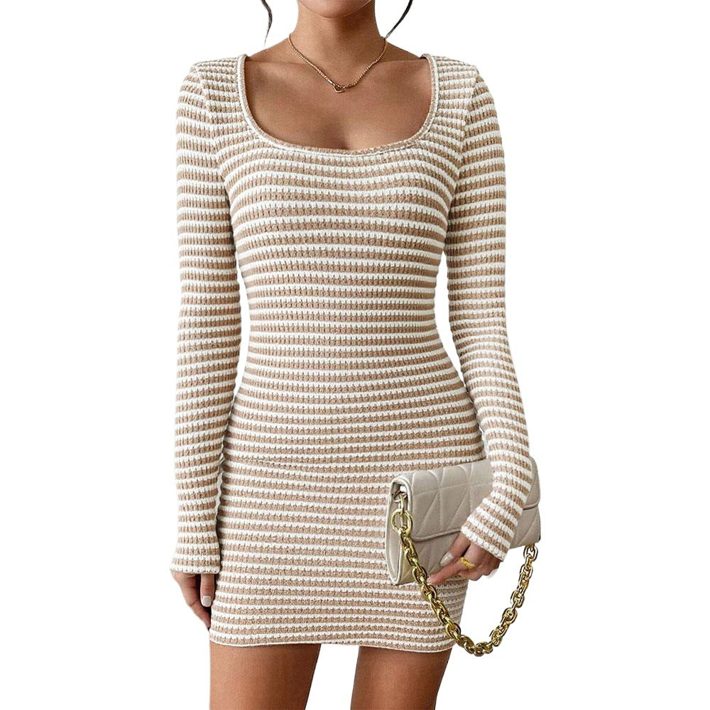 Robe mini en tricot pour femme avec des manches longues et un décolleté bateau moderne Chic & Stil