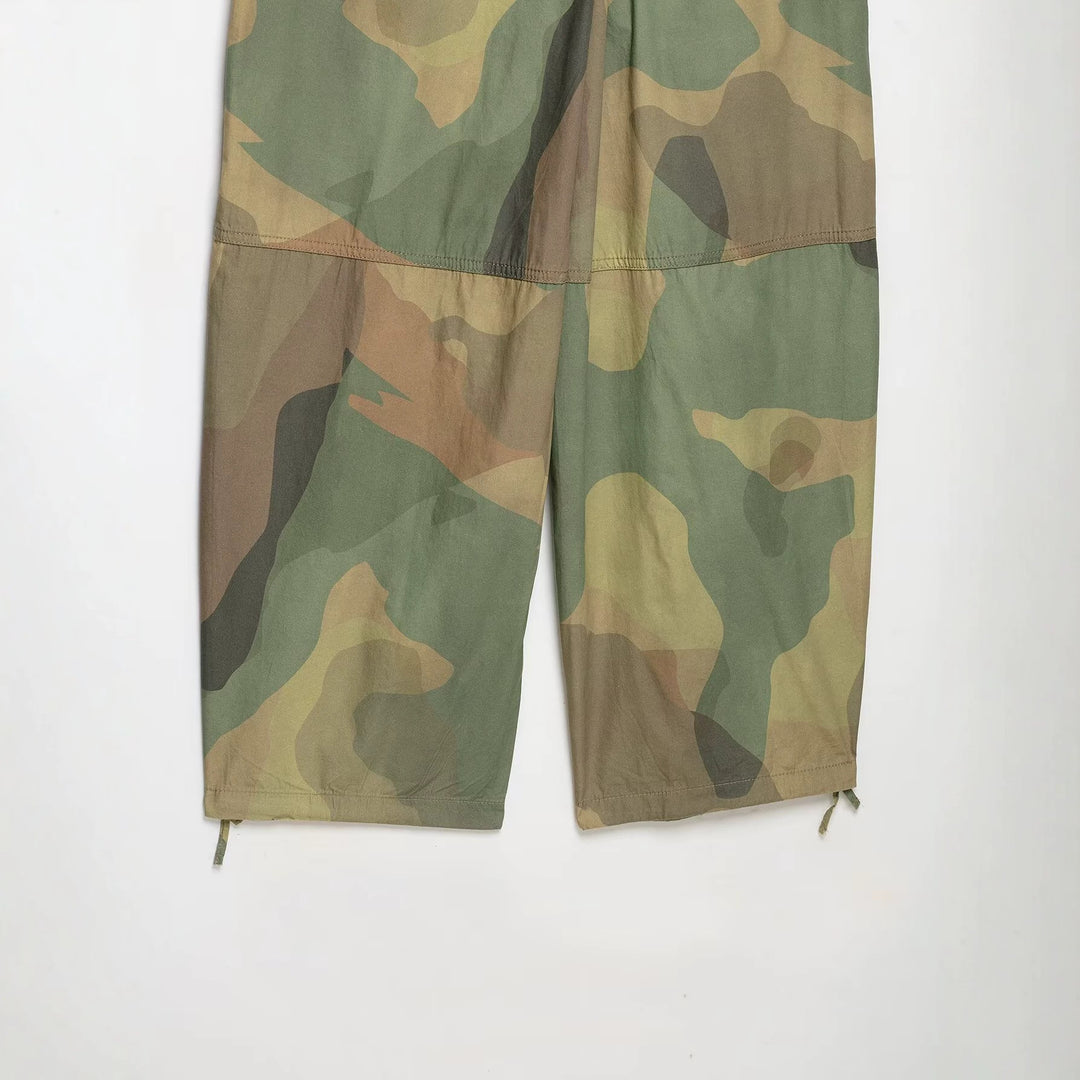 Women's Loose-Fitting Cargo Pants in Camouflage Pattern with Drawstring Waist and Ankle Ties Amarae