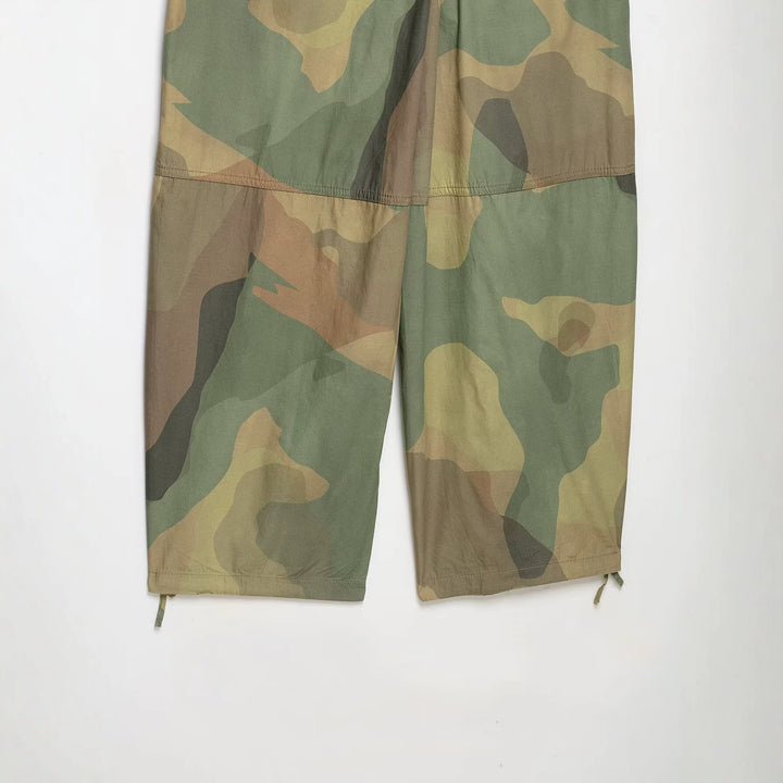 Women's Loose-Fitting Cargo Pants in Camouflage Pattern with Drawstring Waist and Ankle Ties Amarae