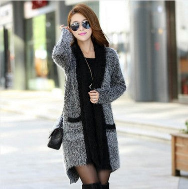 Ladies Long Open-Front Knit Coat with Soft Texture Amarae