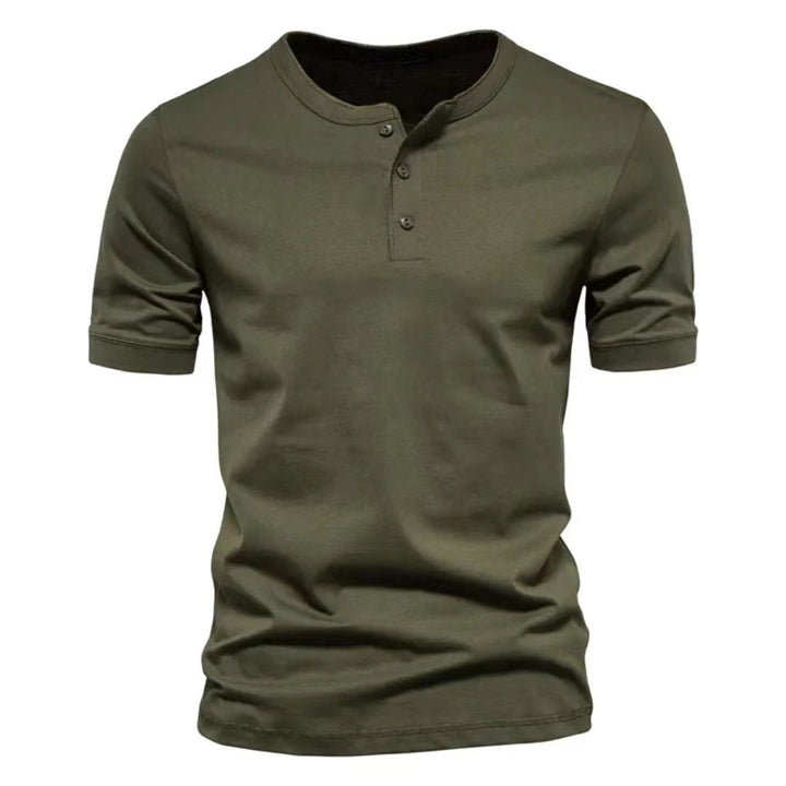 Men's short sleeve Henley shirt with button placket Lune London