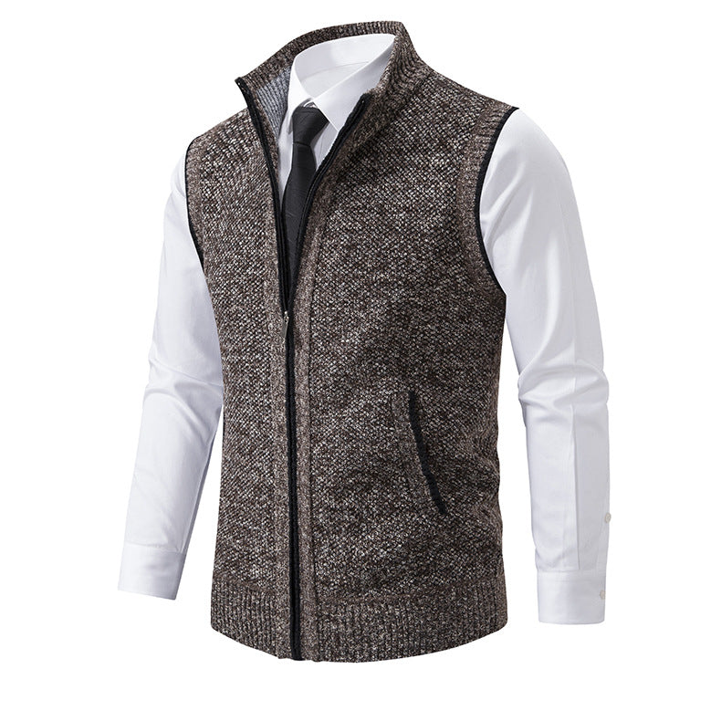 Men's knitted cardigan with zipper and structured design Lune London