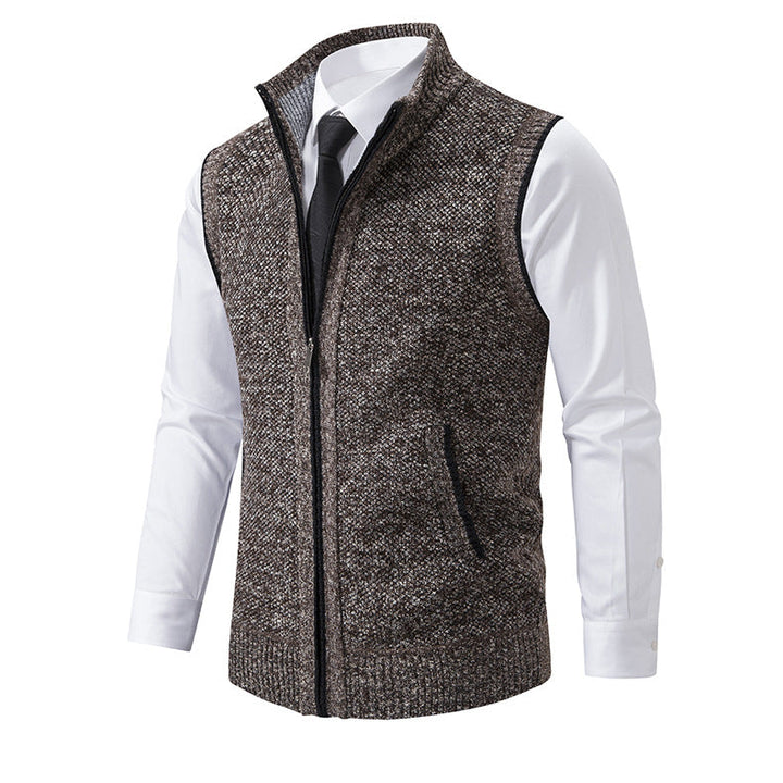 Men's Knit Vest with Zipper and Textured Design Lune London