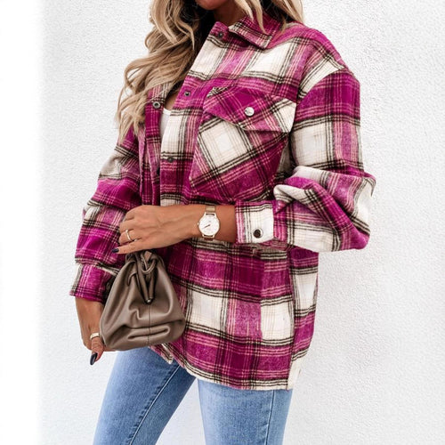 Plaid overshirt jacket for women with a relaxed fit and practical pockets Amarae