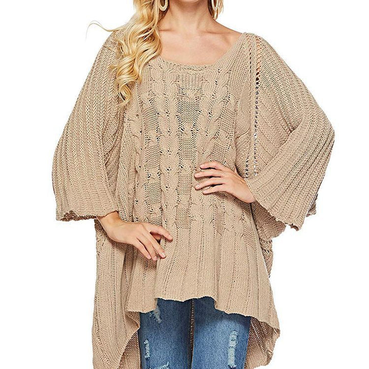 Thick knitted poncho for women with an innovative cut and a casual silhouette Lune London