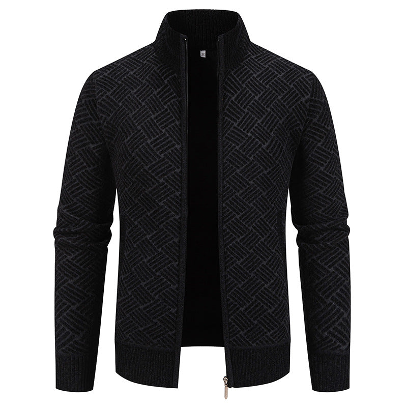 Men's knit jacket with modern plaid pattern Lune London
