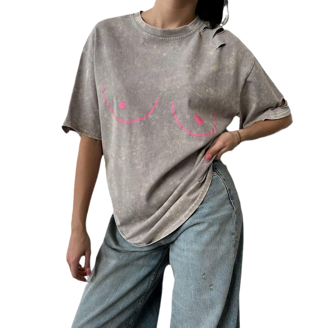Oversized T-shirt for women with creative print and relaxed fit Lune London