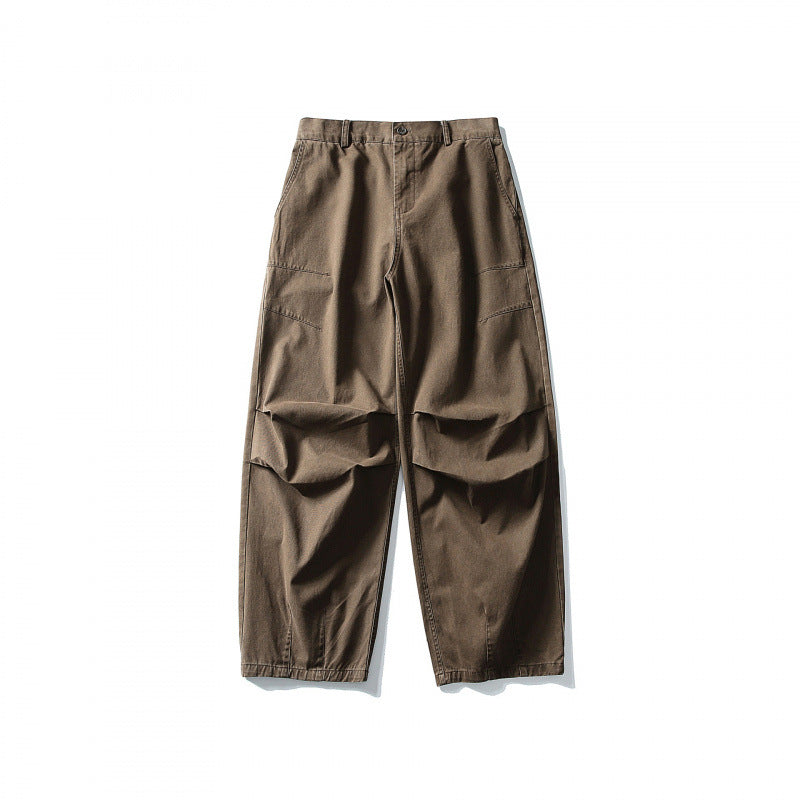 Unisex Wide Utility Cargo Pants in Relaxed Fit with Knee Darts and Elastic Hem Amarae