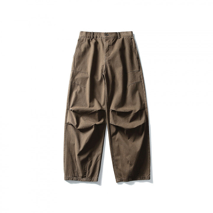 Unisex Wide Utility Cargo Pants in Relaxed Fit with Knee Darts and Elastic Hem Amarae
