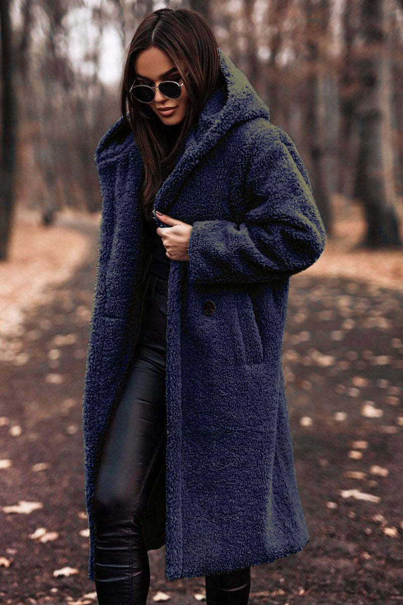 Ladies Oversized Fleece Jacket with Hoodie Moon London