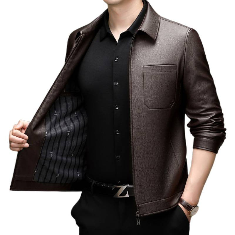 Men's faux leather jacket with modern cut and practical pockets Lune London