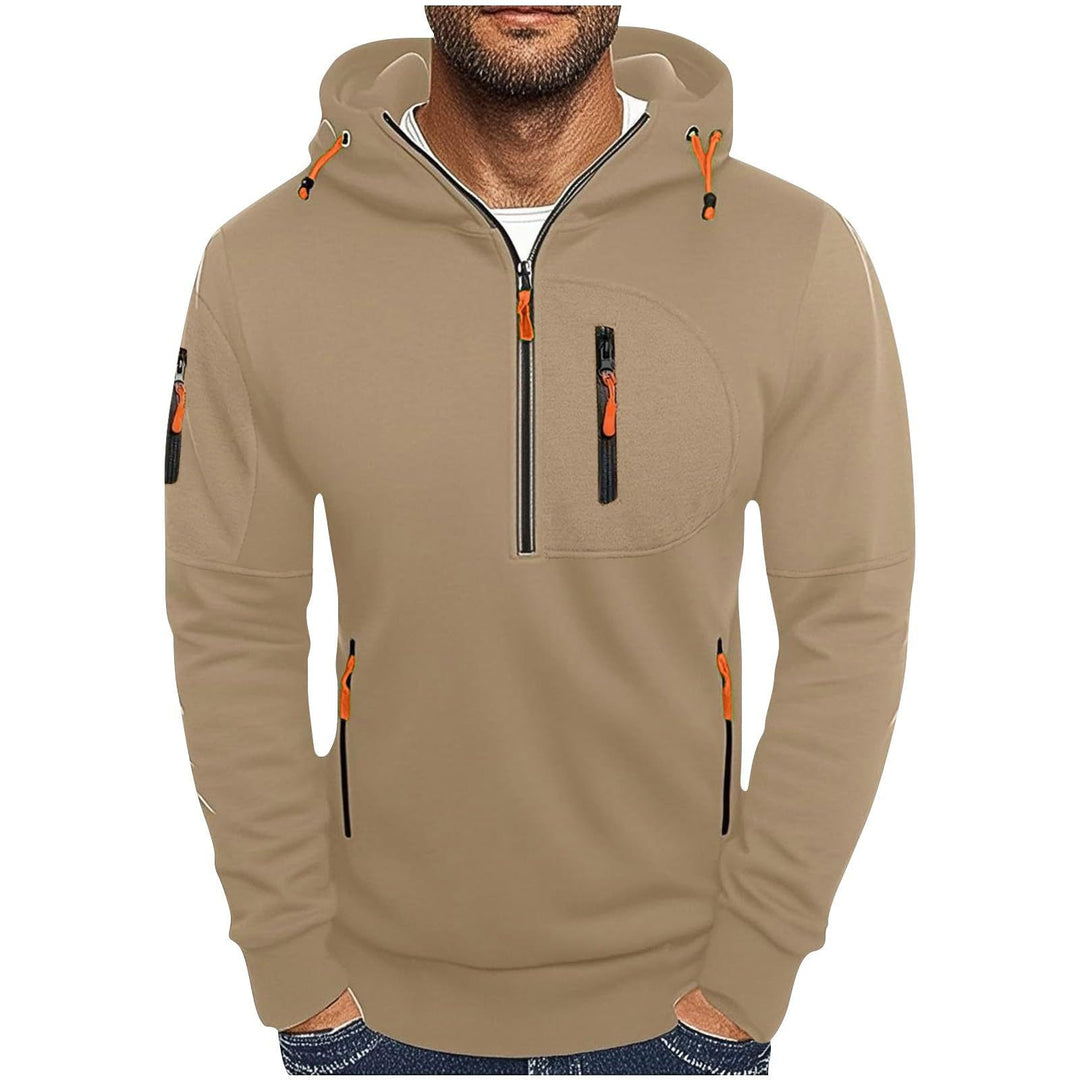 Functional hooded jacket for men with innovative 1/2 zip Lune London