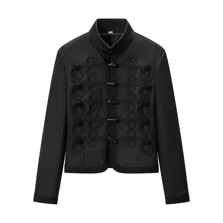 Ladies military-inspired short jacket with decorative cords and stand-up collar Amarae