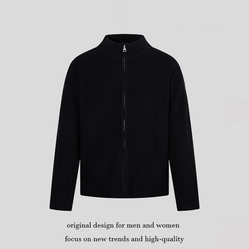 Women's chunky knit zip jacket with stand-up collar and oversized fit Amarae
