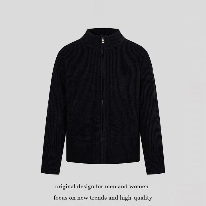 Women's chunky knit zip jacket with stand-up collar and oversized fit Amarae