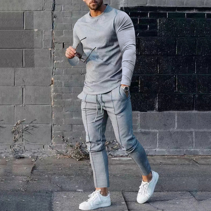 Man sporty sweatshirt jumpsuit and chic jogger pants